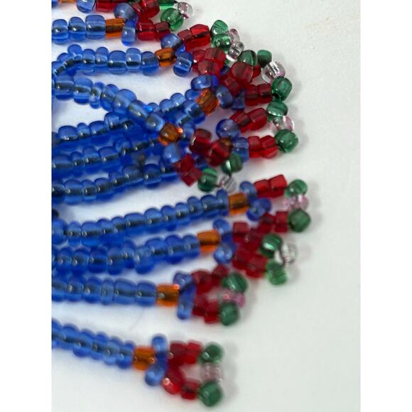 VTG Costume Jewelry Necklace Micro Glass Beads Floral Geometric Boho Hippie - Picture 3 of 6